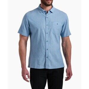 KUHL Getaway Hemp Blend Stretch Shirt Mens XL Blue Chalk Button Up